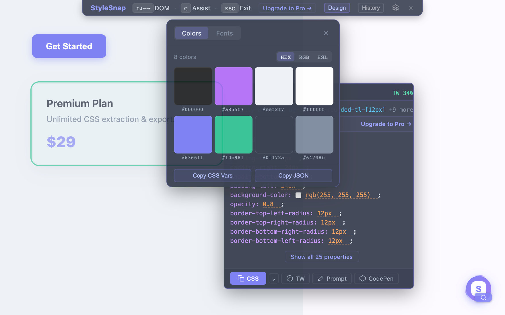 Page colors & fonts in one click